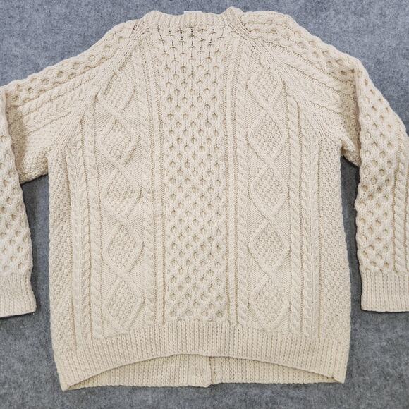 John Molloy Sweater Mens Large? XL? Wool Aran Cable Knit Fisherman Cardigan - Picture 11 of 12